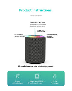 IPX6 Waterproof Bluetooth Speaker with RGB Lighting